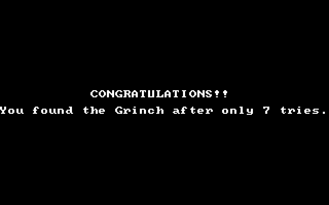 El Grinch IBM PC/Compatibles Screenshot: I won! I found the grinch in 7 moves...