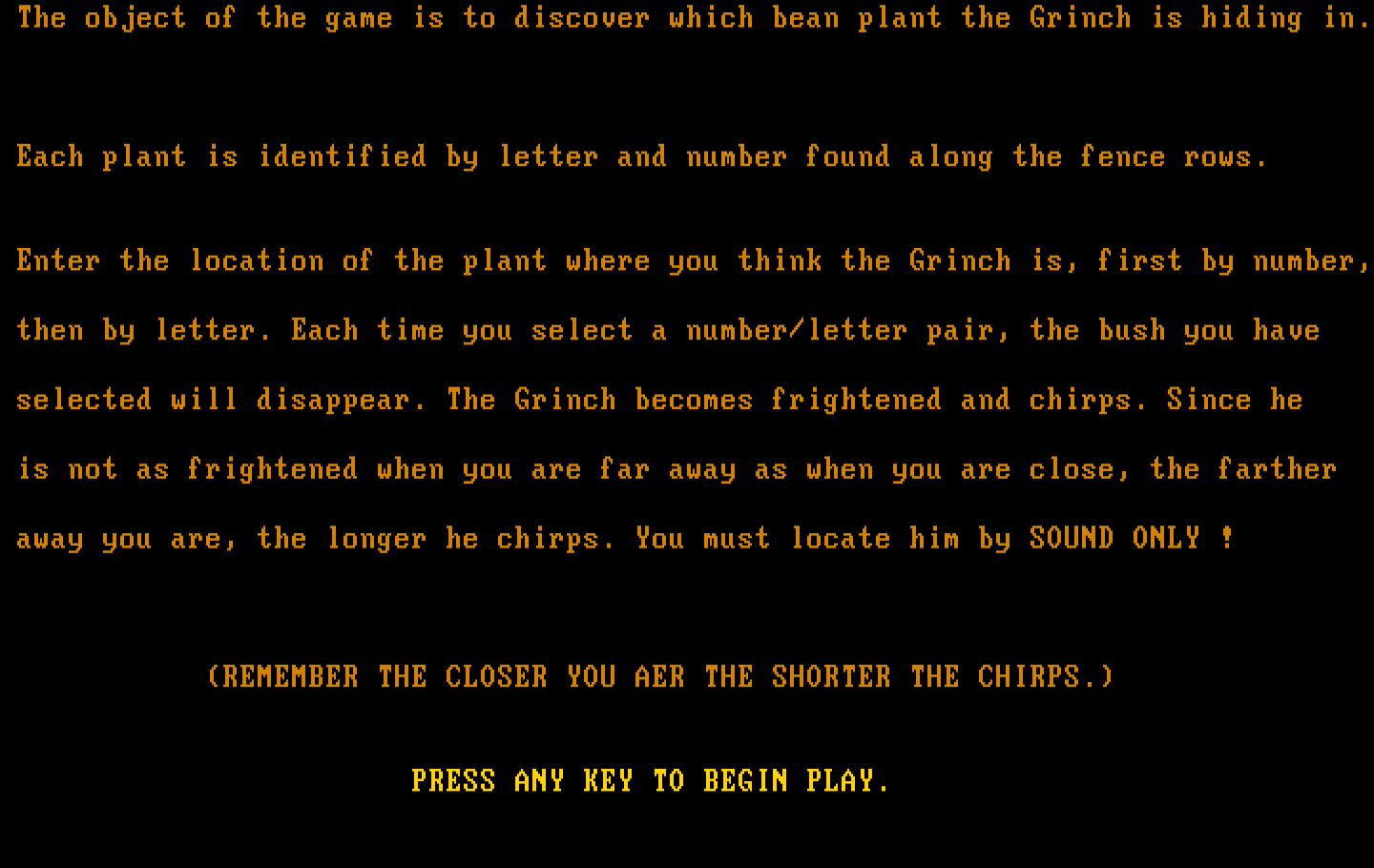 El Grinch IBM PC/Compatibles Screenshot: Instructions continued...