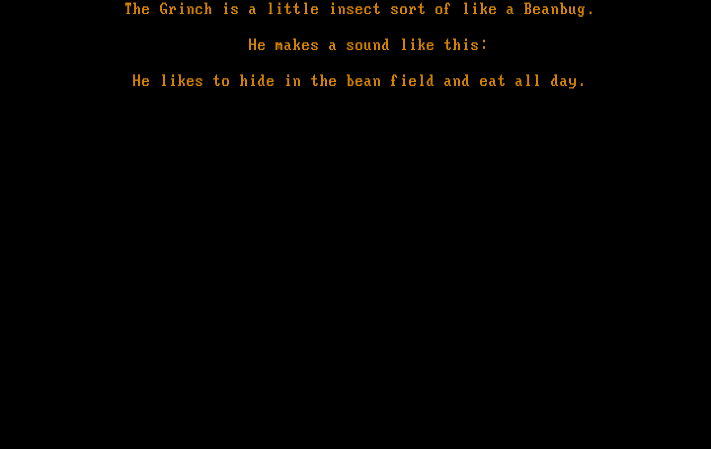 El Grinch IBM PC/Compatibles Screenshot: Game introduction.