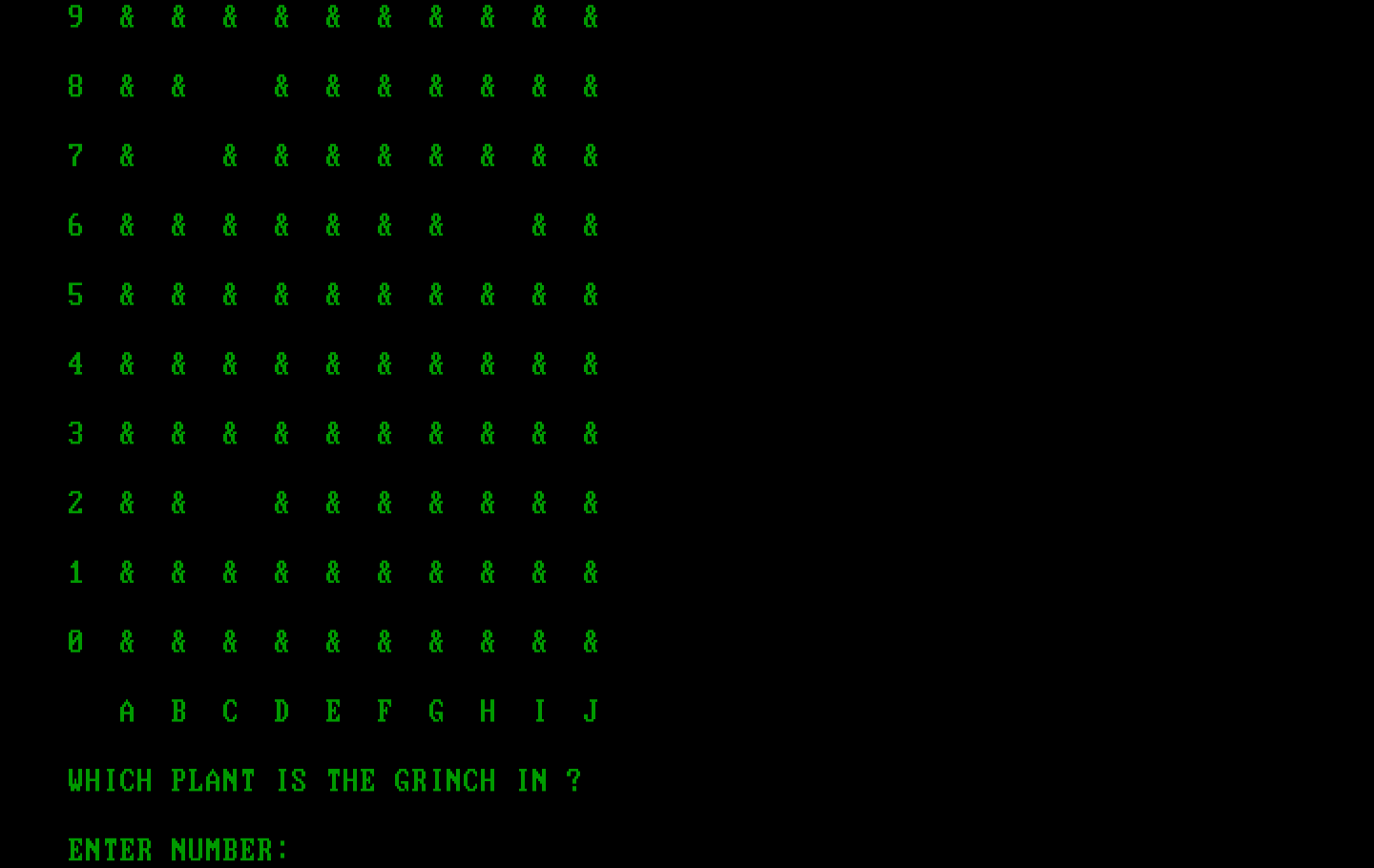 El Grinch IBM PC/Compatibles Screenshot: Which plant is the grinch in?