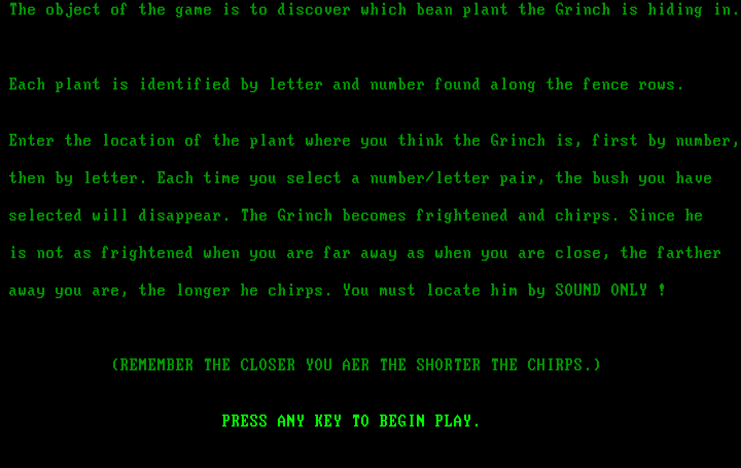 El Grinch IBM PC/Compatibles Screenshot: Instructions continued...