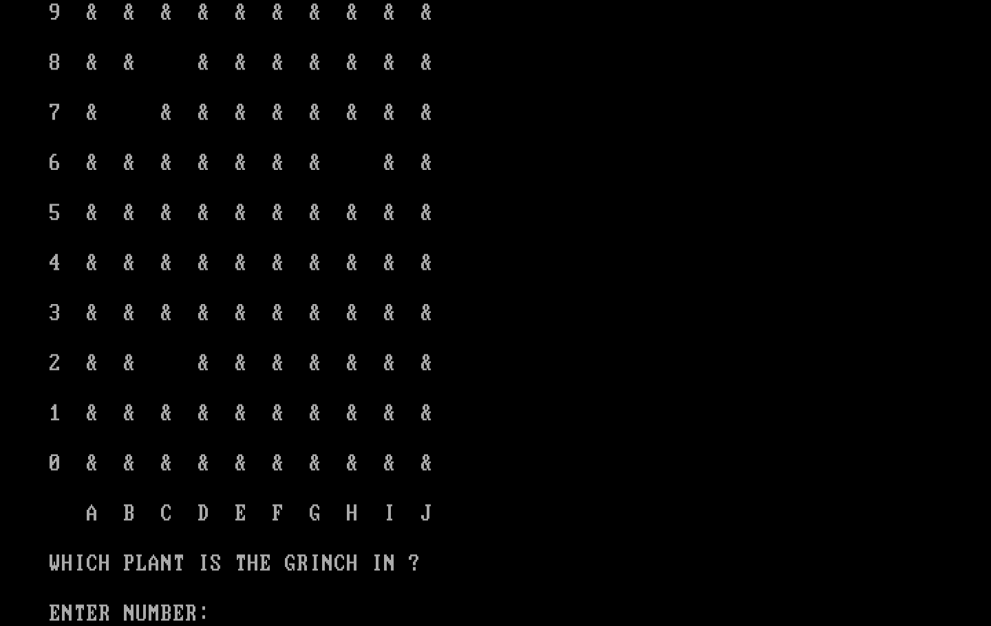 El Grinch IBM PC/Compatibles Screenshot: Which plant is the grinch in?