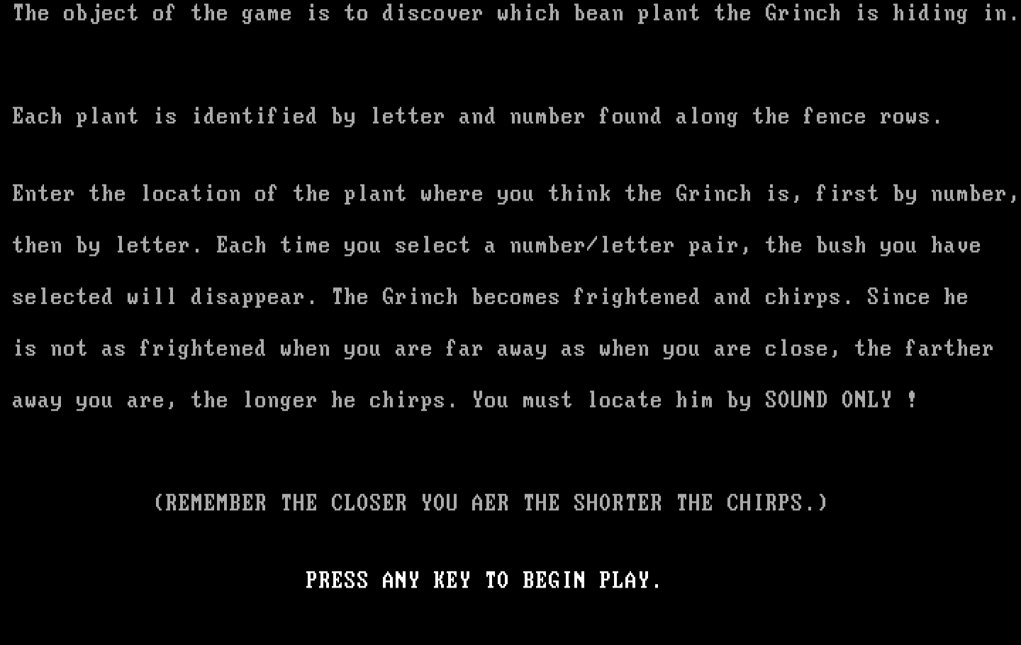 El Grinch IBM PC/Compatibles Screenshot: Instructions continued...