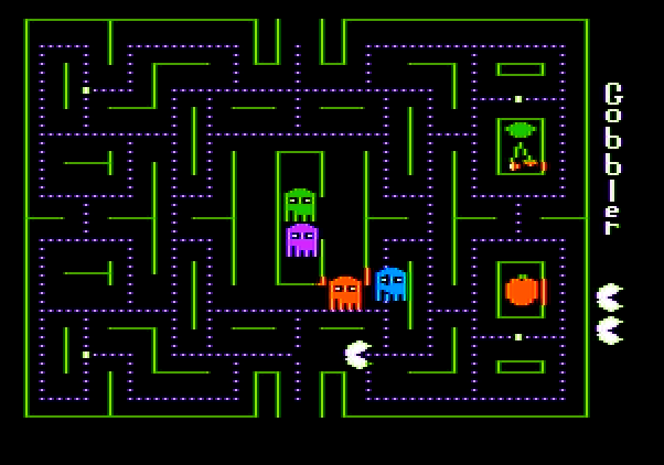 Gobbler Apple II Screenshot: Game start.
