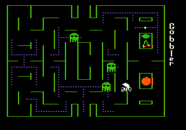 Gobbler Apple II Screenshot: I just ate one of the ghosts...