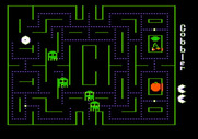 Gobbler for Apple II - You can eat the ghosts when they all turn green.