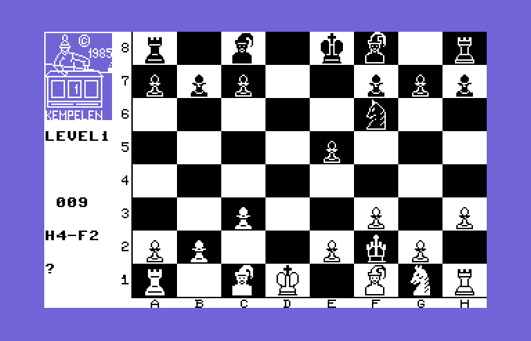 Kempelen Commodore 64 Screenshot: Game in progress.