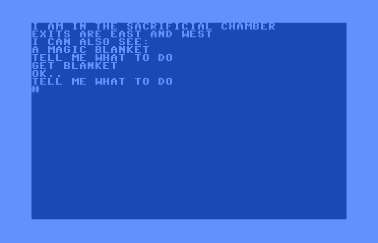 Adventure B Commodore 64 Screenshot: A sacrificial chamber...uh oh!