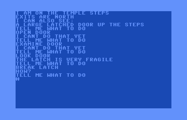 Adventure B Commodore 64 Screenshot: Breaking into a temple.