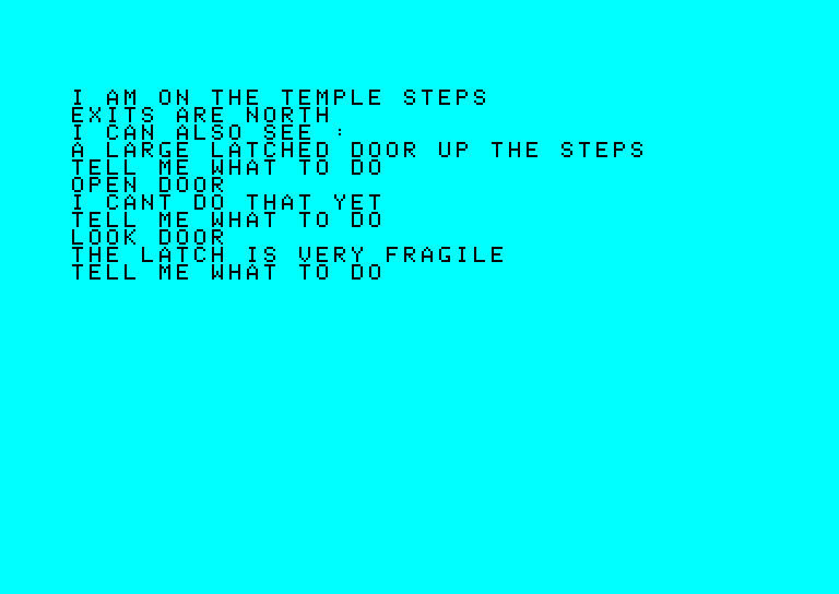 Adventure B Amstrad CPC Screenshot: I am on the temple steps...