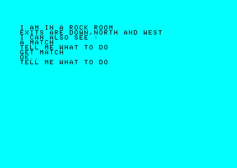 Adventure B Amstrad CPC Screenshot: In the rock room.