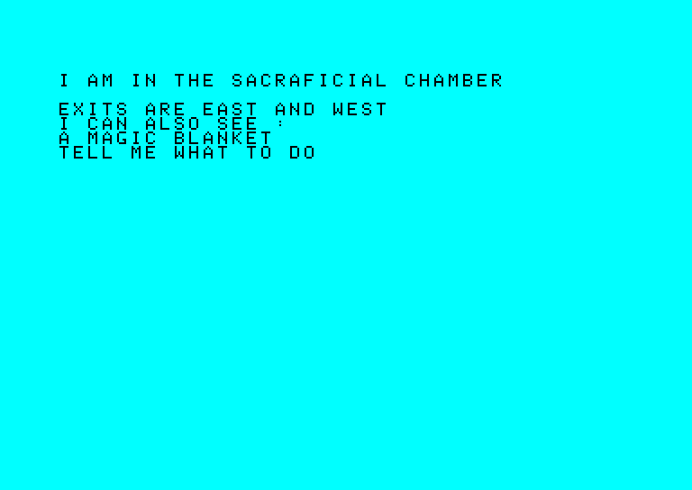 Adventure B Amstrad CPC Screenshot: A sacraficial chamber? Uh oh...