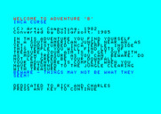 Adventure B for Amstrad CPC - Title and game start.