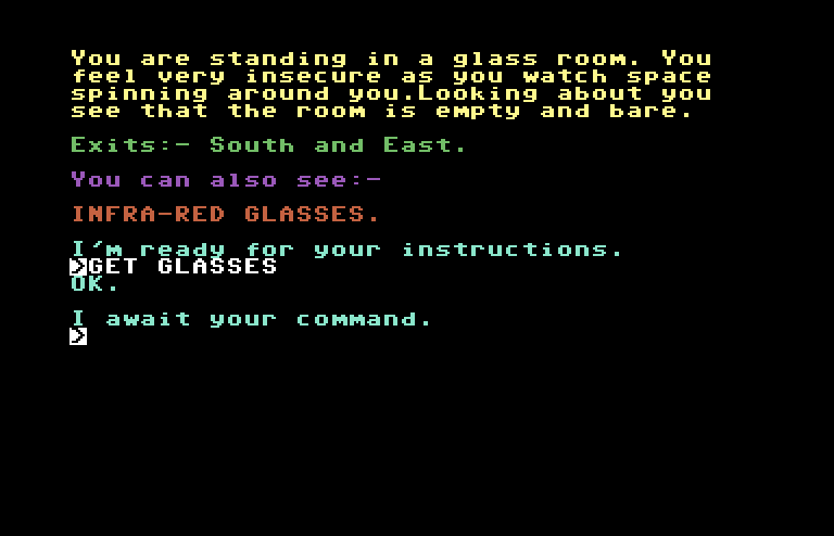 Adventure C Commodore 64 Screenshot: Picked up some nifty new glasses...