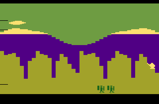 Artillery Duel Atari 2600 Screenshot: Another hit! My soldiers march on the bottom of the screen...