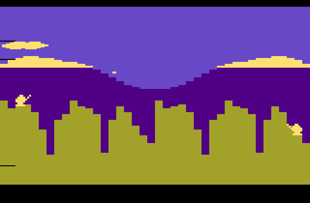 Artillery Duel Atari 2600 Screenshot: Another shot fired...