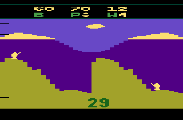 Artillery Duel Atari 2600 Screenshot: Another of the terrain options is randomly chosen...