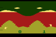 Artillery Duel for Atari 2600 - Target hit! The screen flashes various colors...