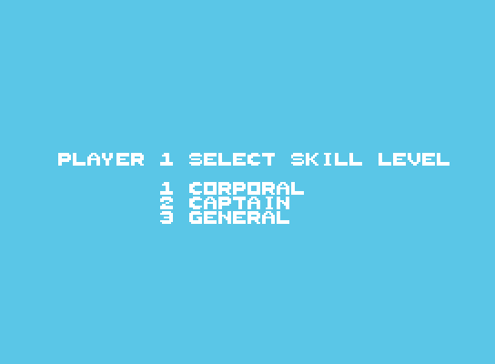 Artillery Duel ColecoVision Screenshot: Select a skill level.