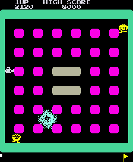 Warp Warp Arcade Screenshot: A bomb explodes...