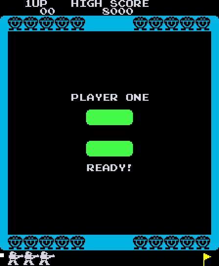 Warp Warp Arcade Screenshot: Player one ready!
