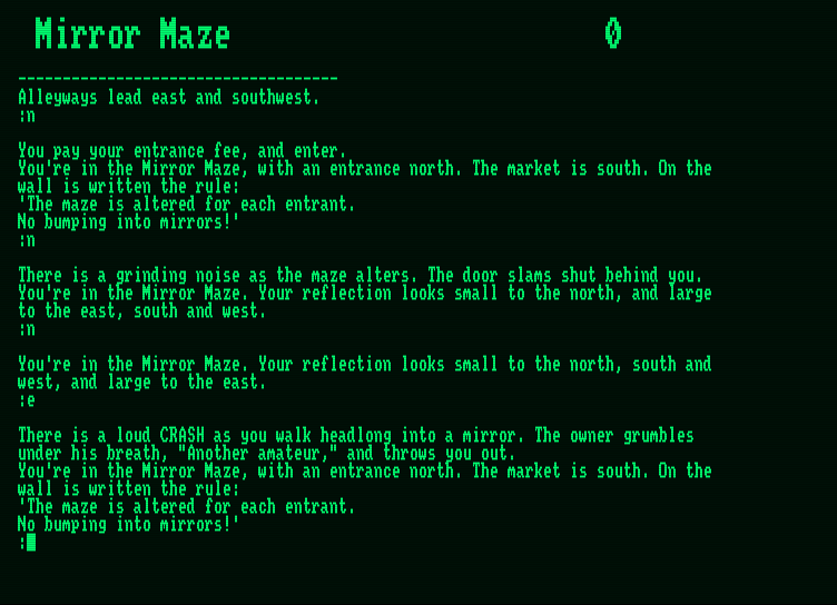 Giant Killer Amstrad PCW Screenshot: Bumbling around the mirror maze.
