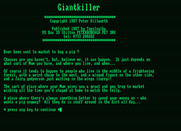 Giant Killer for Amstrad PCW - Title screen and introduction.