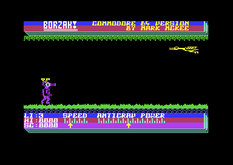 Borzak Commodore 64 Screenshot: Game start.