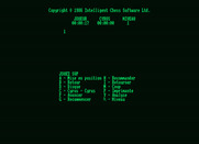 Cyrus II for Amstrad PCW - In-game menu.