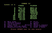 Cyrus II for Commodore 64 - In-game menu.