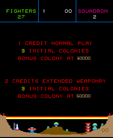 Colony 7 Arcade Screenshot: Insert coins to play!