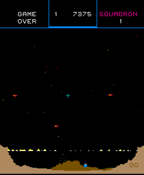 Colony 7 Arcade Screenshot: Game over.