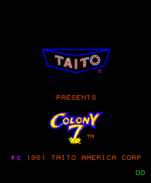 Colony 7 Arcade Screenshot: Title screen.