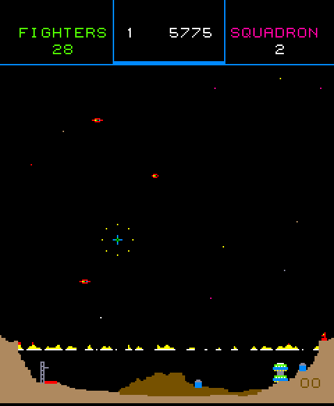 Colony 7 Arcade Screenshot: More fighters appear at once now on the second level...