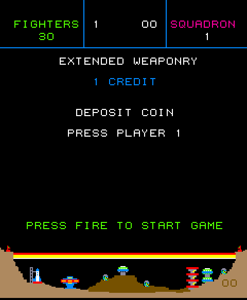 Colony 7 Arcade Screenshot: Press fire when ready to begin the game!