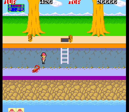 Pitfall II: Lost Caverns Arcade Screenshot: Jump over the scorpions!