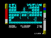 Athena for ZX Spectrum - You can climb down the ropes to reach the lower platform.