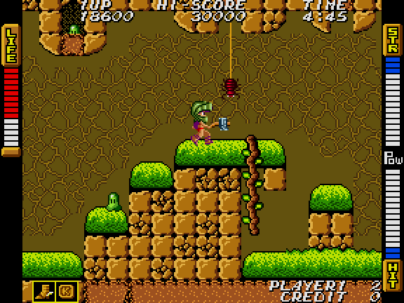Athena Arcade Screenshot: Be careful of spiders!