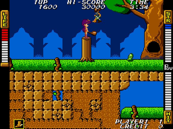 Athena Arcade Screenshot: Watch out for that guy leaping towards you!