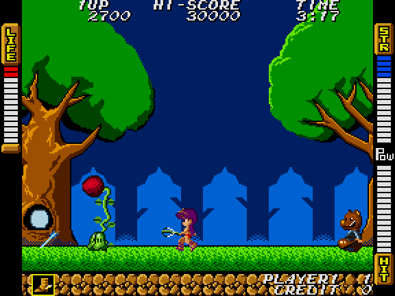 Athena Arcade Screenshot: This plant will release hearts which restore some life...
