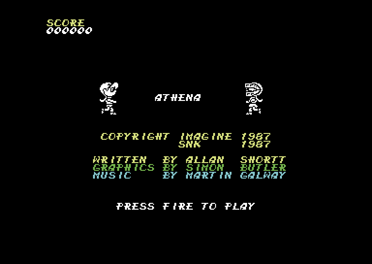 Athena Commodore 64 Screenshot: Press fire button to play!
