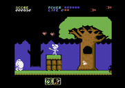 Athena for Commodore 64 - Collect the hearts to replenish life.