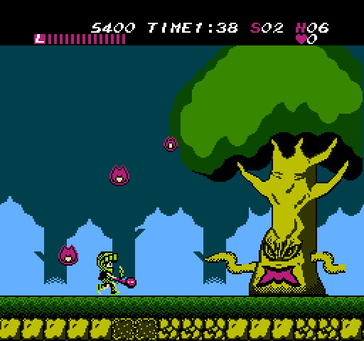 Athena NES / Famicom Screenshot: This evil looking tree is the first end of level boss.