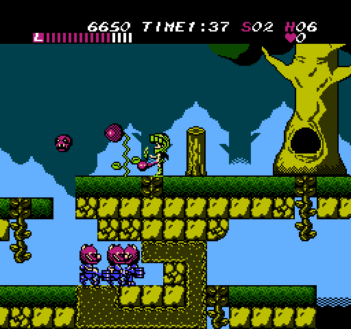 Athena NES / Famicom Screenshot: A plant appears which will release energy restoring hearts.
