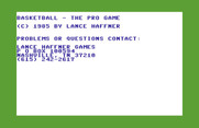 Basketball: The Pro Game for Commodore 64 - Title screen.