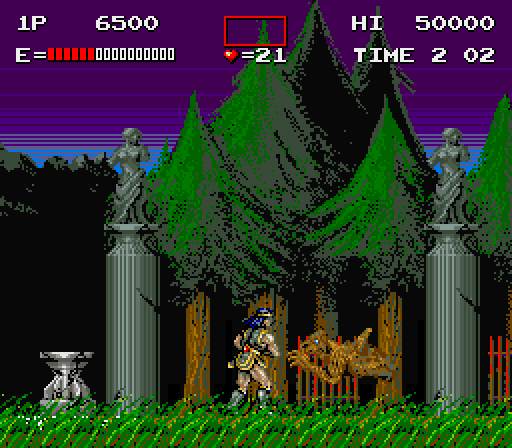 Haunted Castle Arcade Screenshot: A creature appears from out of the tree!