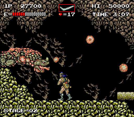 Haunted Castle Arcade Screenshot: I need to defeat this creature before I continue.