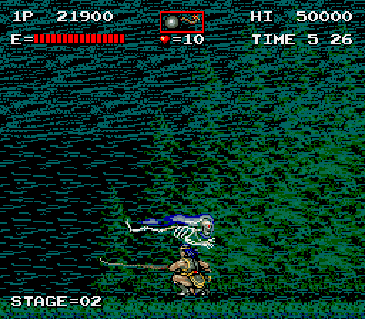 Haunted Castle Arcade Screenshot: Duck under flying skeletons!