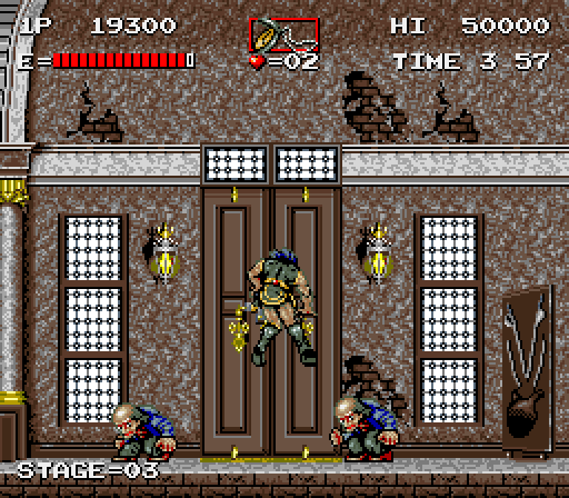 Haunted Castle Arcade Screenshot: Knocked over by some hunchbacks.