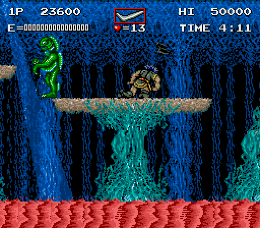 Haunted Castle Arcade Screenshot: Oof, that aquatic creature got me!